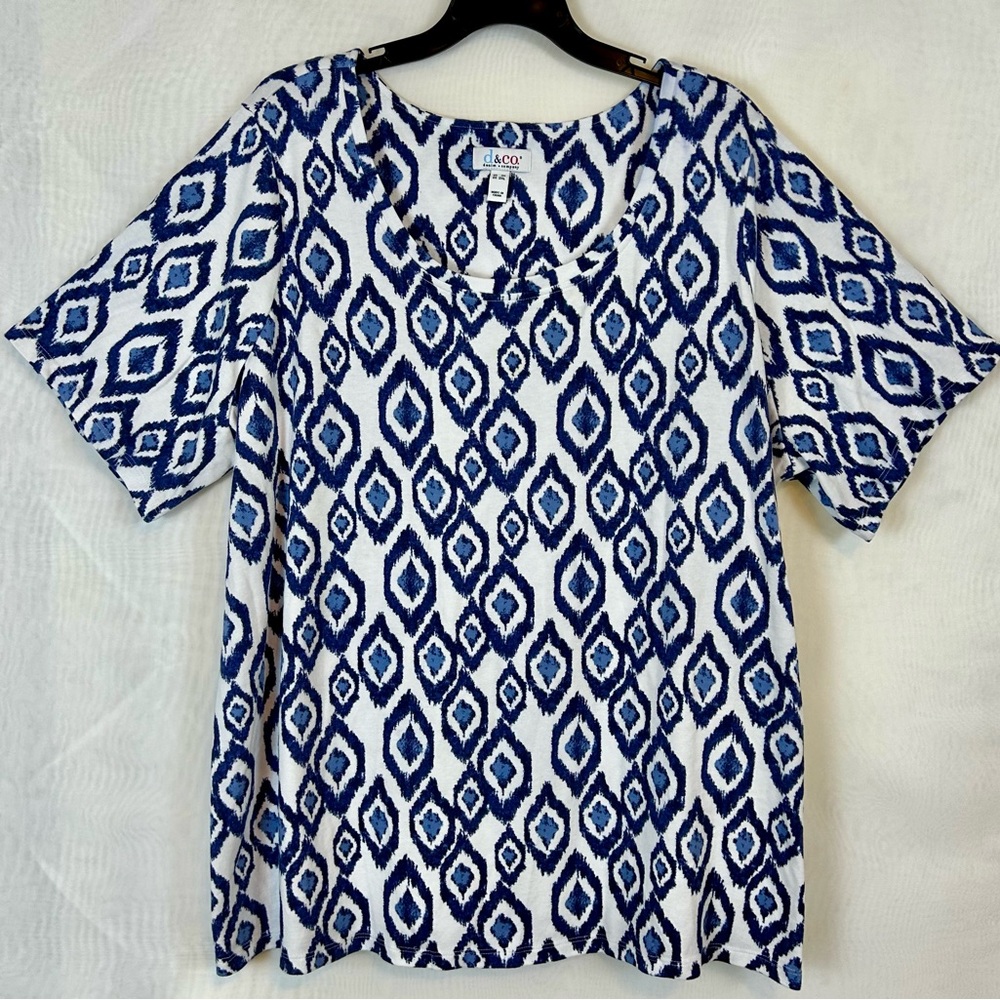 Denim & Co Women’s Short Sleeve Knit Print Top / 3XL